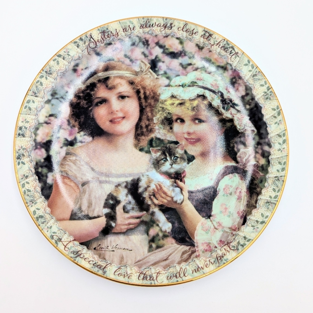 Sisters And Kitty Decorative Plate